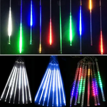 8 LED Csövek Meteorzápor Eső LED Tündér String Fények Girland Utca Koszorú Karácsonyi Dekoráció az Otthoni Kerti Új Év