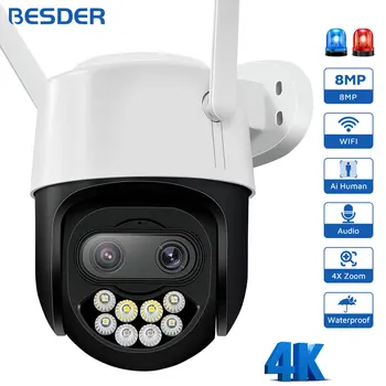 4K-s 8 MEGAPIXELES PTZ WiFi Kamera Emberi Érzékelés 4MP Kültéri Biztonsági IP Kamera Auto Tracking CCTV Videó Wifi Biztonsági Kamerák BESDER