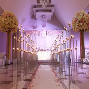 10db)Nincs fény, nincs gyertya)új elegáns magas fém esküvői oltárhoz pillér esküvők sétány decor Magas Út Vezet Esküvői AB0545