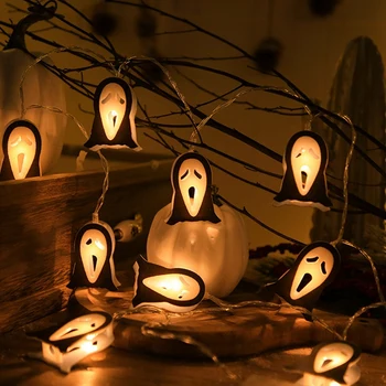1Set LED String Fény Halloween Csontváz Fény Ünnep Világítás Lóg Hangulatú Dekoráció B