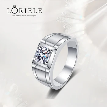 LORIELE Hitelesített Moissanite Gyűrű Aranyozott Ezüst, Gyémánt Gyűrű Eljegyzési Gyűrűt Esküvői Zenekar A Férfiak