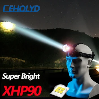 Legerősebb XHP90 LED Fényszóró fényszóró fényszóró Power Lámpa fényszóró 18650 Recharable akkumulátor A Legjobb Kemping 1600LM