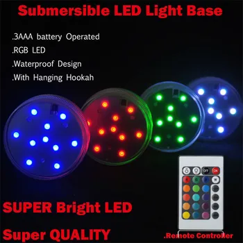 (20 db/lot) 7CM távirányítós Multicolors RGB Mini LED Alap Üveg a Dohányzás Shisha Vízipipa Fény