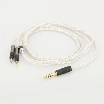 Audiocrast 2,5 mm/3,5 mm/4.4 mm Kiegyensúlyozott 8 Mag Ezüst Bevonatú Fülhallgató kábele a ATH-R70X