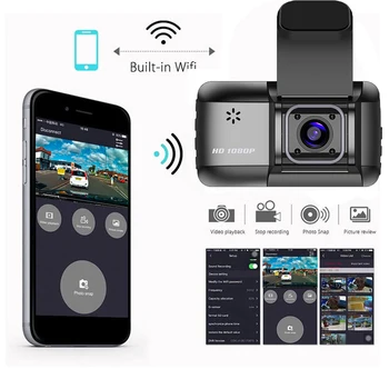 AUTÓ DVR WiFi 1080P Teljes HD-felbontású Kamera Visszapillantó Jármű Kamera Videó Felvevő éjjellátó Auto Dashcam GPS Logger Autó Acce