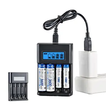 Akkumulátor Töltő 4 Nyílásba Intelligens, Gyors Díj 1,2 V-os NiMH NiCd AAA/AA Újratölthető Akkumulátorok USB LCD Kijelző, Intelligens Töltő