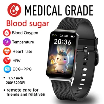 2023 Új Egészségügyi Nők Intelligens Karóra Vércukorszint, Vérnyomás Mérés Hőmérő EKG karóra Divat Vízálló Smartwatch
