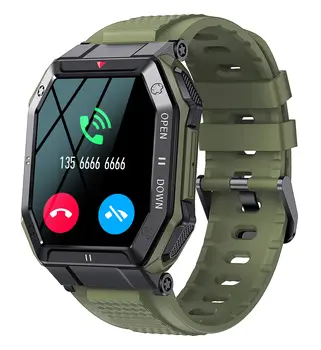 2023 Új K55 Katonai Intelligens Karóra Férfiaknak 1.85 hüvelyk Bluetooth Hívás 350mAh 24 ÓRÁS Egészséges Monitor Kültéri IP68 Vízálló Smartwatch