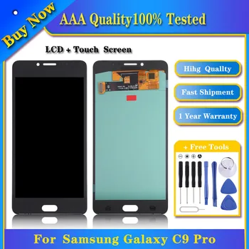 100% - ban Tesztelt OLED LCD kijelző Samsung Galaxy C9 Pro SM-C9000/C900 A Digitalizáló Teljes Összeállítás