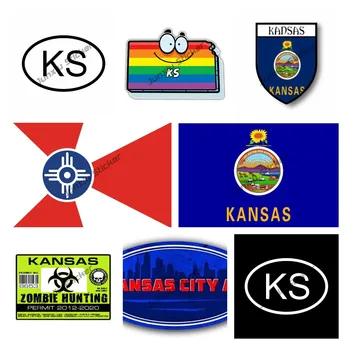 Kansas Zászló Matrica Wichita Városban, Zászló, Matrica, Prémium Minőségű Vinyl Autó Matrica Motorrad Fahne Flagge Usa P4 Matrica