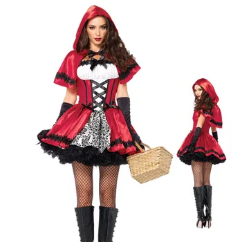 Cosplay Magas Minőségű Halloween Party Királynő Karnevál Kapucnis Vonal Ruha piroska Jelmez Lányoknak