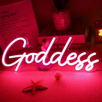 Rózsaszín Istennő LED Neon Fény Jelek Lányok Hálószoba Bár kozmetika Smink Szobában, Fali Dekor Jel Születésnapi Party Valentin-Nap