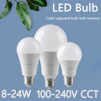 10DB LED Színe-korrigált Izzó E27 B22 AC120V/AC220V 8W-24W CCT, Memória Funkció, színhőmérs Reset Lámpa Belső Világítás