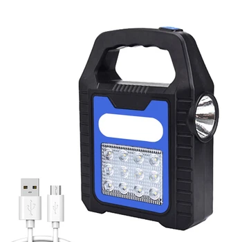 USB Töltse fel&Napenergia Hordozható Lámpa Kültéri Vízálló Dolgozik Fény Sürgősségi Kemping Lámpa