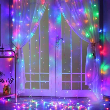 3M Függöny LED String Fények, Karácsonyi Dekoráció Távirányító Nyaralás, Esküvő Tündér Garland Fények Hálószoba Szabadtéri Haza