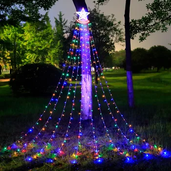 karácsonyi fények szabadtéri Öt ágú csillag karácsonyfa Sokszínű LED Szín Meleg Fehér Fény
