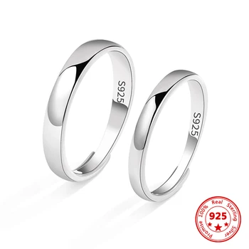 100% 925 Sterling Ezüst Sima Kör Párok Esküvői Gyűrűk Férfiak, mind a Nők Nyitó Ujj Gyűrű Eljegyzési, Esküvői Ékszer