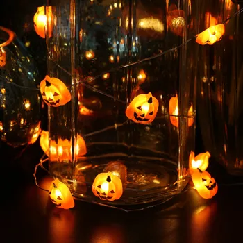 20/30/50leds Halloween Tök String Fények elemes DIY Tök Garland Lámpák Kültéri Halloween Dekoráció Fények