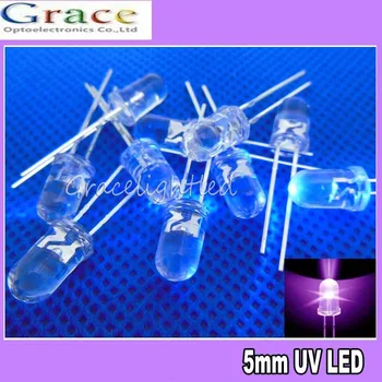 ÚJ 100-AS 5mm superbright Ultra Violet LED UV Lámpa 2500mcd Ingyenes szállítás