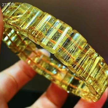 Természetes Arany Rutilated Kvarc Karkötő Nő 13x8x5.5mm Világos Négyszög Gyöngyök Arany Rutilated Gazdag AAAAAA