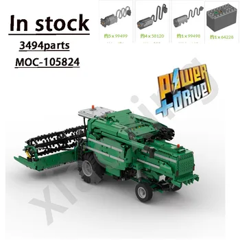MOC-105824NewGreenCombine Teljes RCBuilding Blokk Modell 1:17 3494 Része Alkalmas Forcrop Harvestingchildren Szülinapi Ajándék Játékok