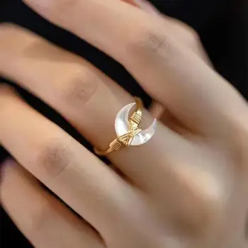 Minimalizmus Félhold alakú Gyűrű Női Divat Arany Színű Fém Női Gyűrűk Parti Ékszer Ajándék Bijoux Tartozékok