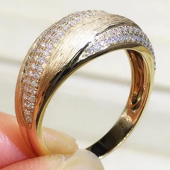 14K Arany Gyűrű Csiszolt férfi/női gyűrű Moissanite Gyémánt Gyűrű Pár Gyűrűt, Esküvő/Évforduló/Valentin-napi Ajándék,
