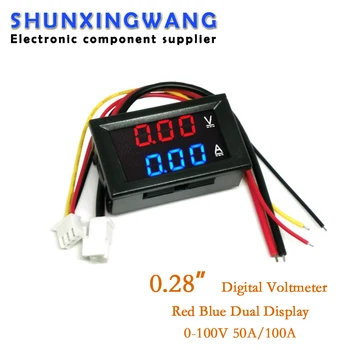 DC 0-100V 50A 100A LED DC dupla digitális kijelző ampere voltmérő digitális méter