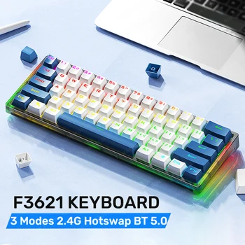 F3621 Mini Vezeték nélküli Mechanikus Gamer Billentyűzet RGB Háttérvilágítás HotSwap BT5.0 2.4 G C-Típusú Vezetékes 61 Gombok Billentyűzet A Számítógép-Laptop