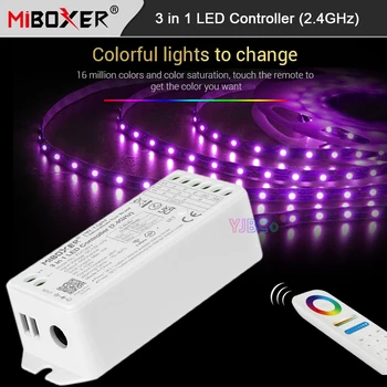 Miboxer 12V 24V Max15A DMX512 RGB/RGBW/RGBCCT 3 in 1 LED Szalag Vezérlő 2.4 G RF Távvezérlő kapcsolja ki a fény időzítés Lámpa Szalag Dimmer