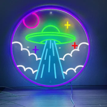 UFO neonreklám Egyéni Neon Világítás Dekoráció Játék Szoba, Fali Dekor Gyerek Szoba Parti Klub Dekoráció, Otthon, Személyre szabott Ajándékok