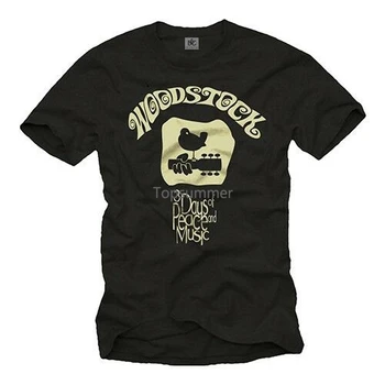 Évjárat Musik T-Shirt Mit Woodstock Gitarre - Módon Hippi Banda Ing Unisex Póló