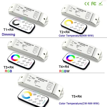 Bincolor 12V 24V egységes színű RGB LED Szalag vezérlő CCT /RGBW/CW CCT dimmer Vevő & vezeték nélküli távirányító világos szalag Kapcsoló