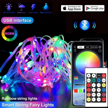 Új LED Tündér String Fény WS2812B Távoli Okos Bluetooth-USB-Garland Lámpa Kültéri Beltéri Szoba Party Karácsonyi Világítás Húrok