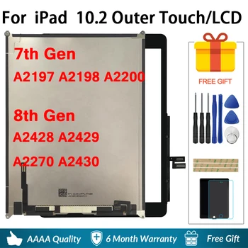 Érintőképernyős Eredeti LCD Kijelző iPad7/8 10.2 2019A2197 A2198 2020A2270 Érzékelő Üveg Panel Összeszerelő belső képernyő