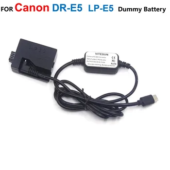 DR-E5 Csatlakozó Adapter LP-E5 Hamis Akkumulátor+ACK-E5 USB-C Kábel Canon EOS XS XSi T1i 450D 500D 1000D Kiss X2 X3 Rebel T1i