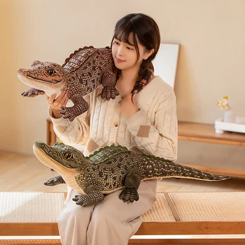 Szimulált Állati Nagy Krokodil Kitömött Plüss Játék Díszítő Dekoráció