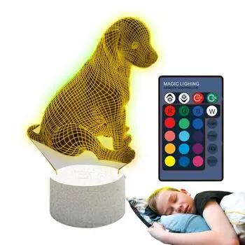 3D Lámpa Illúzió Kutya Illúzió Érintse meg Éjszakai Fény Távirányítóval Hordozható USB-Töltés Lámpa Bázis Lányok & Fiúk Hét