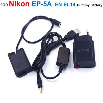 EP-5A DC Csatlakozó Adapter EN-EL14 Hamis Akkumulátor+USB Kábel+Töltő Nikon P7800 P7100 D5600 d5300 segítségével D5200 D5100 D3300 D3200