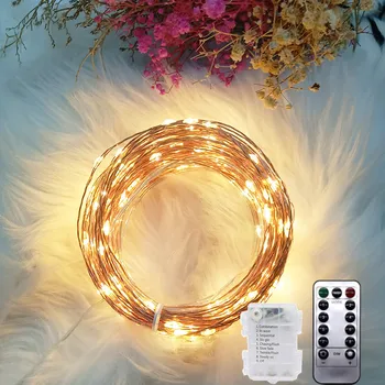 Fél Kert Távirányító Tündér String Lámpa Vízálló LED Réz Drót Fény DIY Esküvő Karácsony Kemping Lámpa Dekoráció