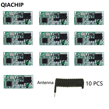 QIACHIP 10DB 433 MHz-es Vezeték nélküli Távirányító Kapcsoló DC 3,7 V 4.5 V 5V 6V 7.4 V 9V, 12V 24V Mini LED Lámpa Kapcsoló Vevő